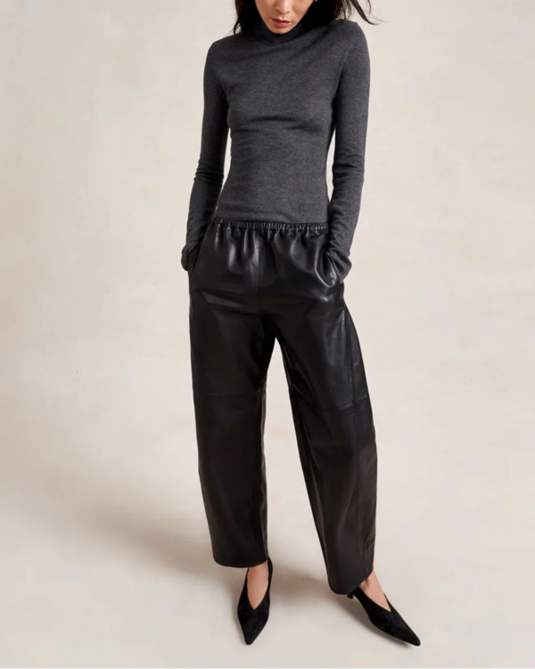 La Ligne Leather Barrel Colby Pant Pants - Black