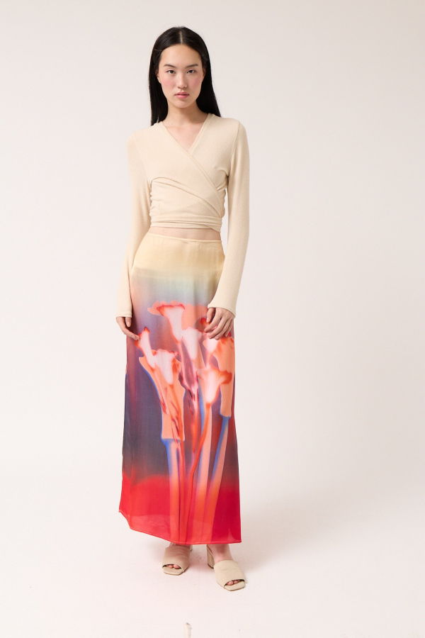 Colmillo de Morsa Bright Floral Long Printed Skirt