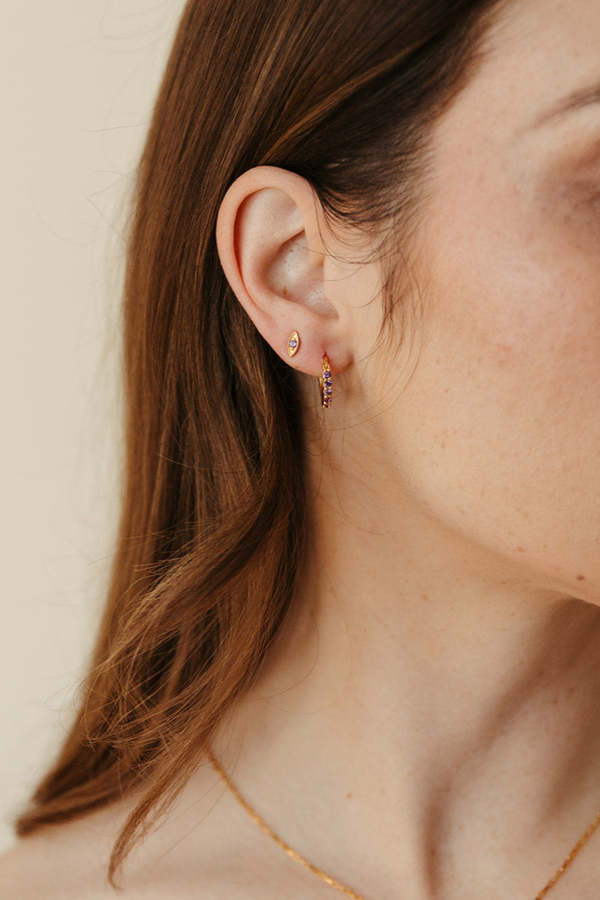 Sierra Winter Jewelry Evil Eye Stud Earrings - Amethyst