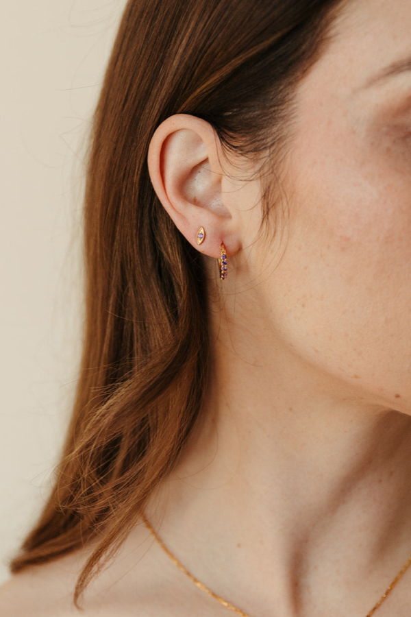 Sierra Winter Jewelry Evil Eye Stud Earrings - Amethyst