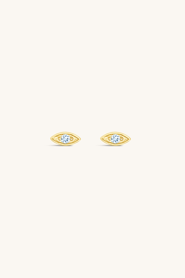 Sierra Winter Jewelry Evil Eye Stud Earrings - Aquamarine