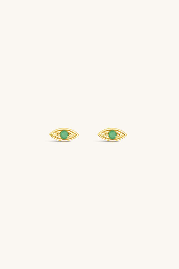 Sierra Winter Jewelry Evil Eye Stud Earrings - Emerald