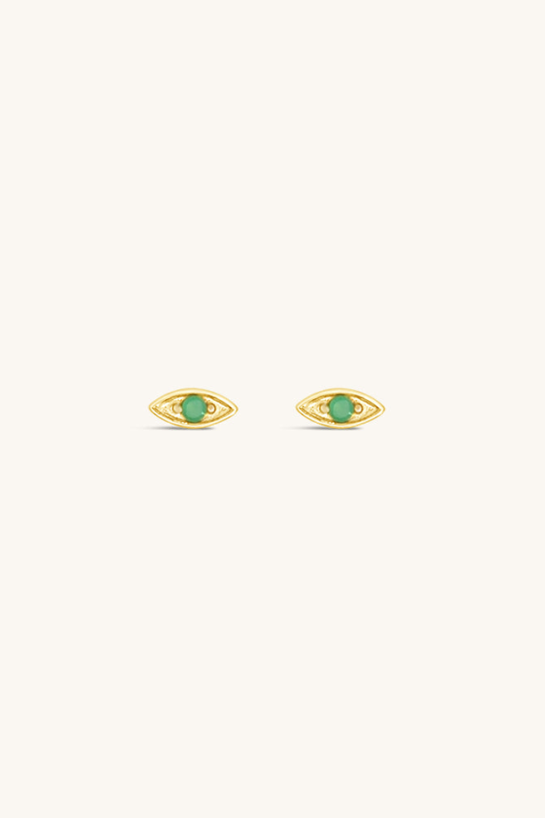 Sierra Winter Jewelry Evil Eye Stud Earrings - Emerald