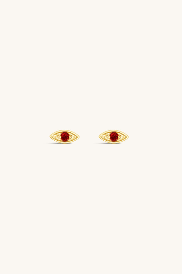 Sierra Winter Jewelry Evil Eye Stud Earrings - Garnet