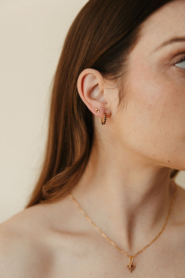 Sierra Winter Jewelry Evil Eye Stud Earrings - Garnet