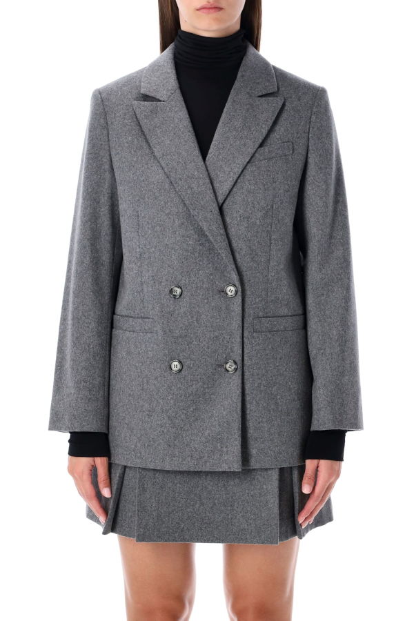 A.P.C. Lucy Double-Breasted Wool Blazer - Heater Grey