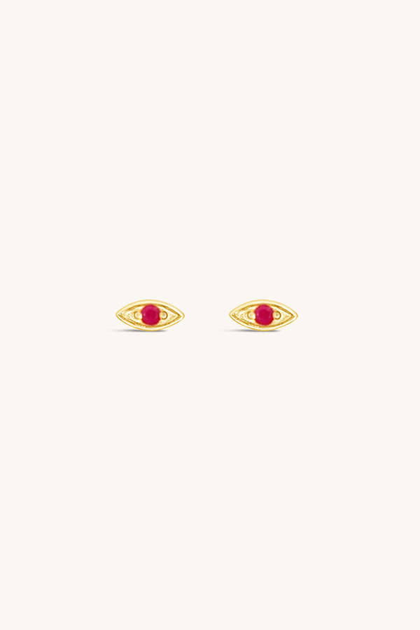 Sierra Winter Jewelry Evil Eye Stud Earrings - Ruby