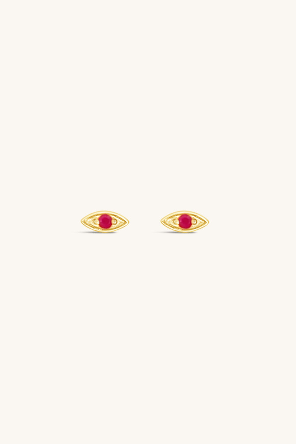Sierra Winter Jewelry Evil Eye Stud Earrings - Ruby