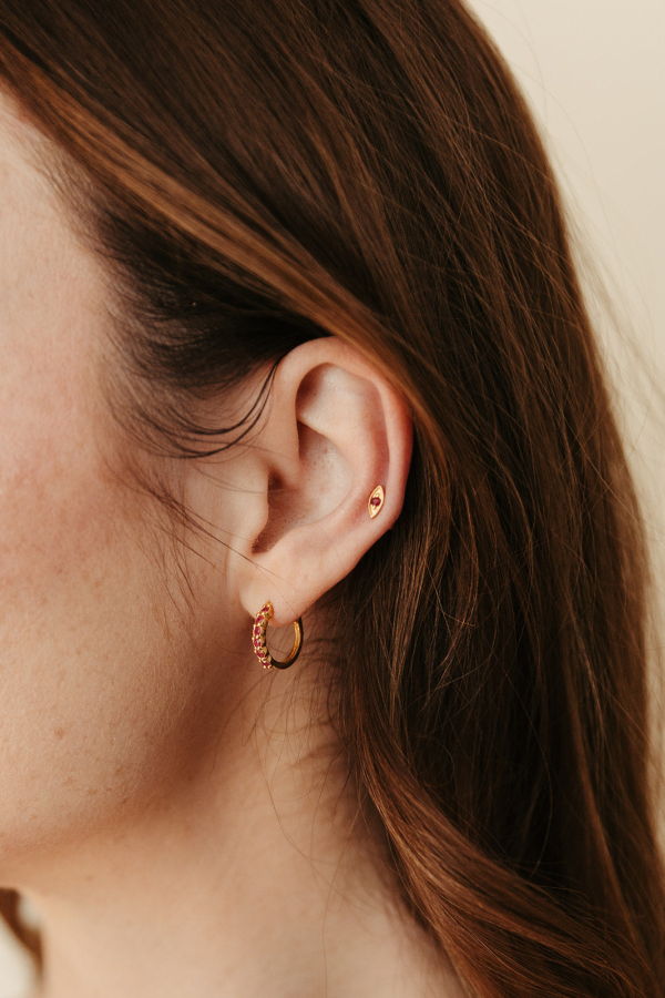 Sierra Winter Jewelry Evil Eye Stud Earrings - Ruby