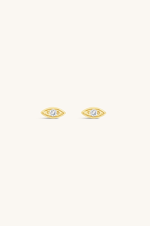 Sierra Winter Jewelry Evil Eye Stud Earrings - White Topaz