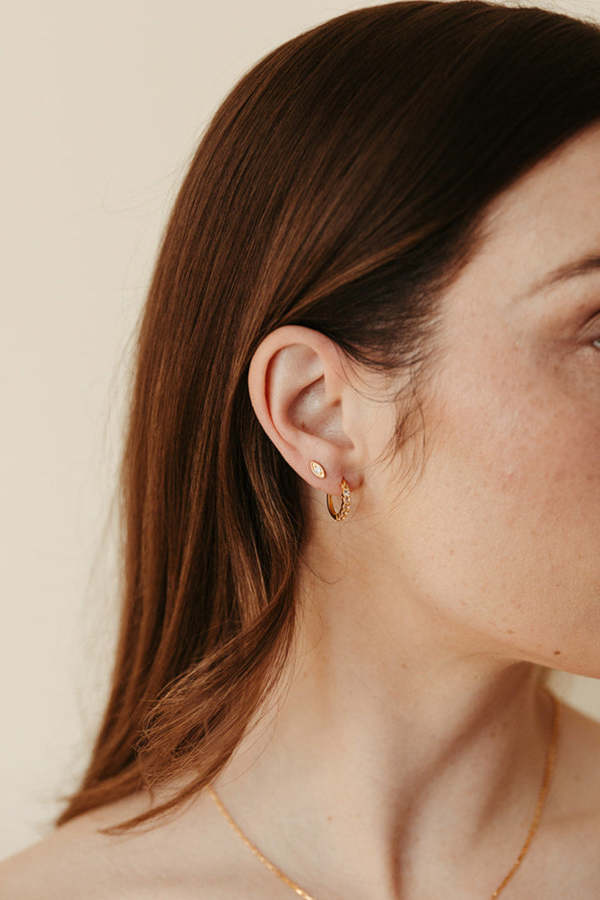 Sierra Winter Jewelry Evil Eye Stud Earrings - White Topaz