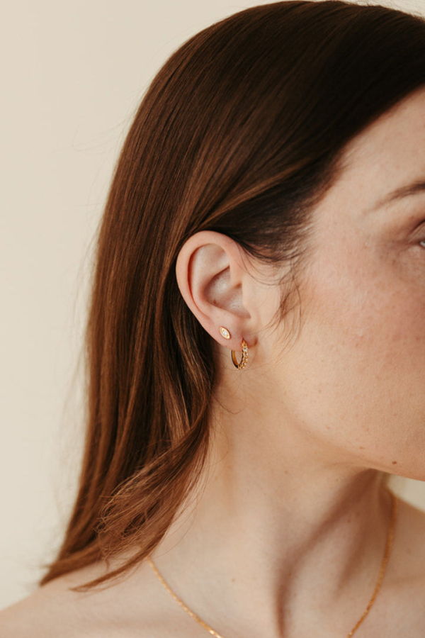 Sierra Winter Jewelry Evil Eye Stud Earrings - White Topaz