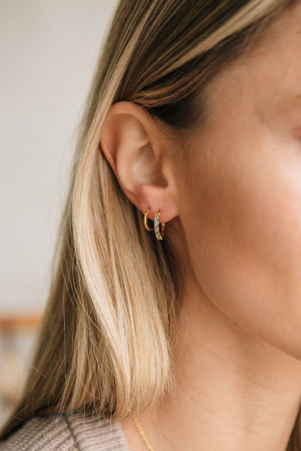 Sierra Winter Jewelry Karma Hoop Earrings - Blue Topaz