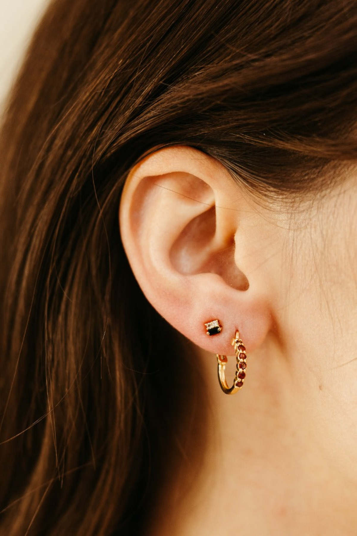 Sierra Winter Jewelry Karma Hoop Earrings - Garnet - Image 2 of 4