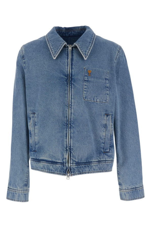 Ami Alexandre Mattiussi ADC Embroidery Logo Patch Denim Jacket - Blue