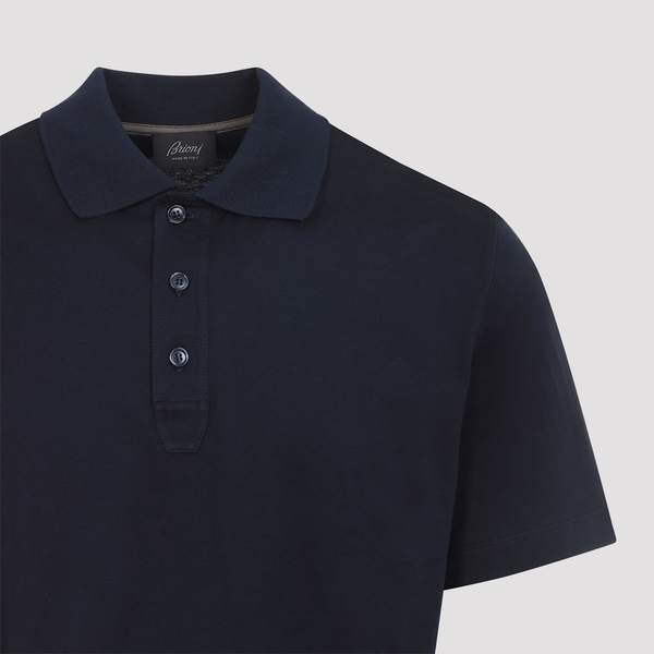 Brioni Cotton Polo Shirt - Navy Blue