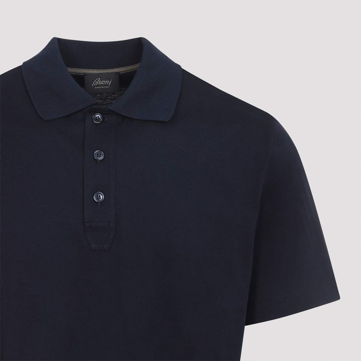 Brioni Cotton Polo Shirt - Navy Blue - Image 5 of 5