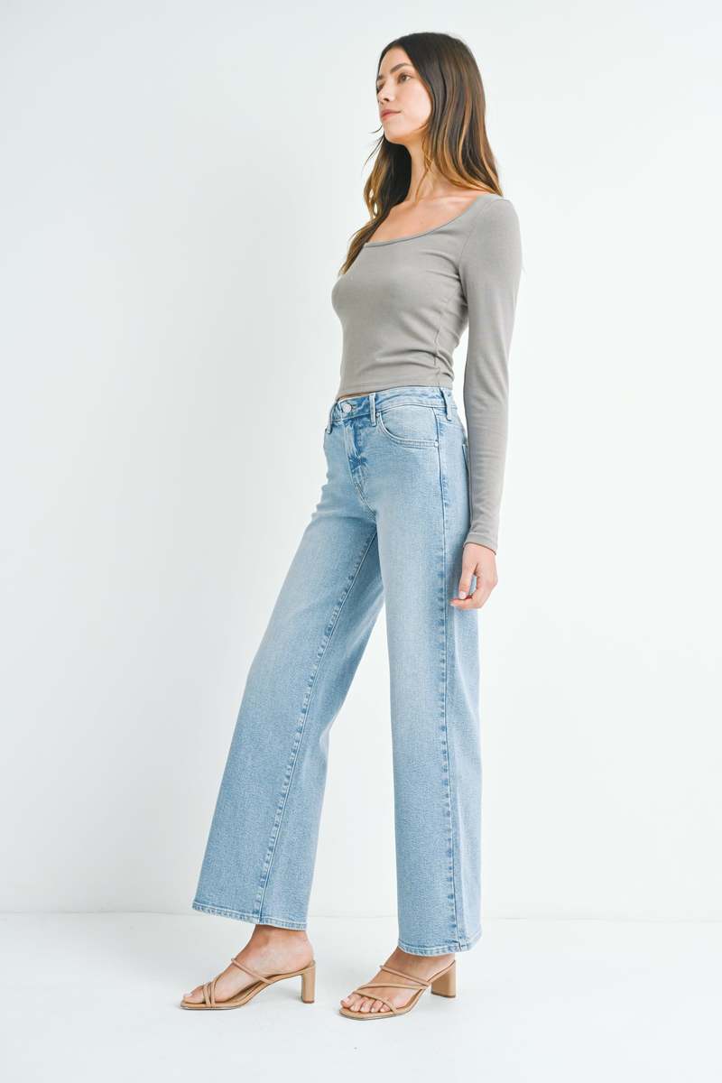 Just Black Denim The Mid Rise Wide Leg Jeans