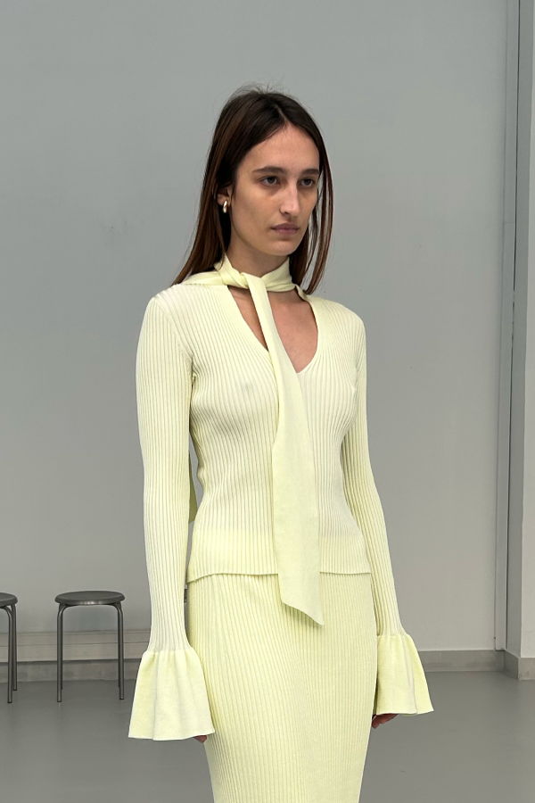 SAEMDI Sunny Scarf Top - Pale Yellow