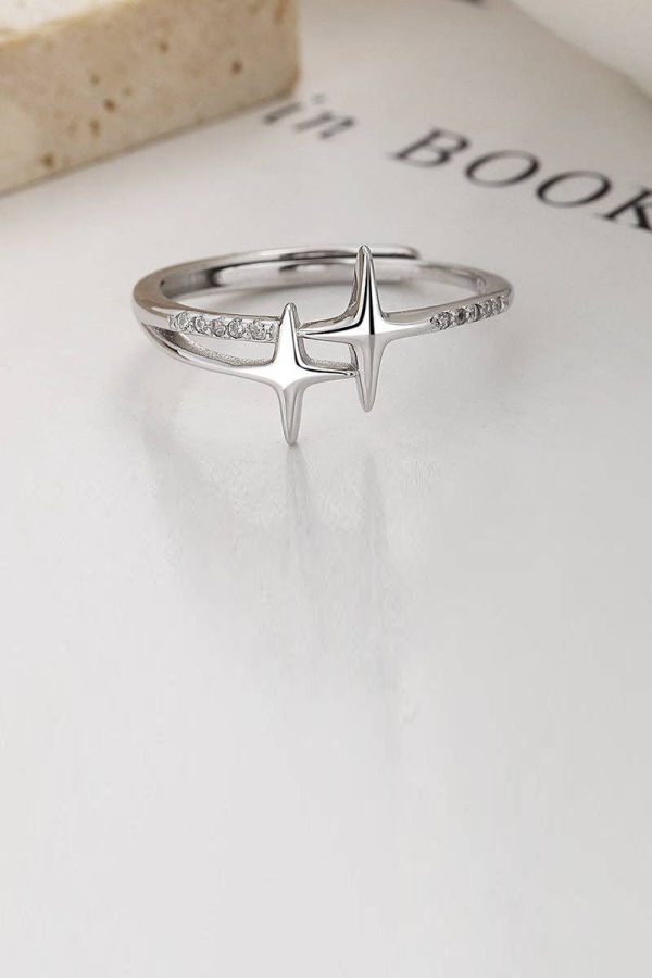 Perimade & Co. LLC Dainty Star Stacking Band Ring - Silver