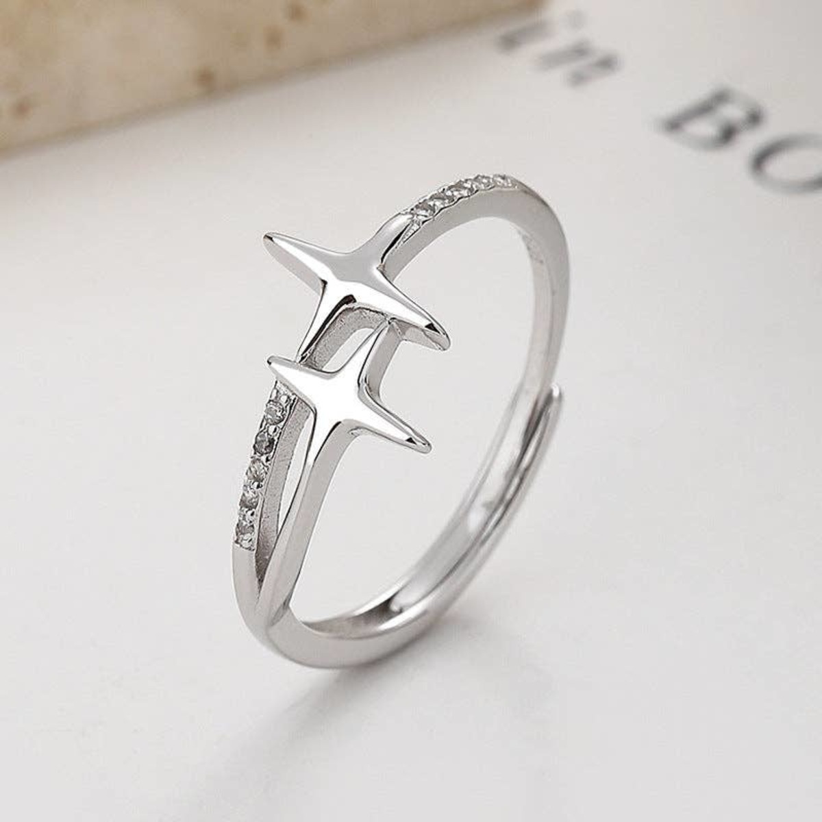 Perimade & Co. LLC Dainty Star Stacking Band Ring - Silver - Image 3 of 5