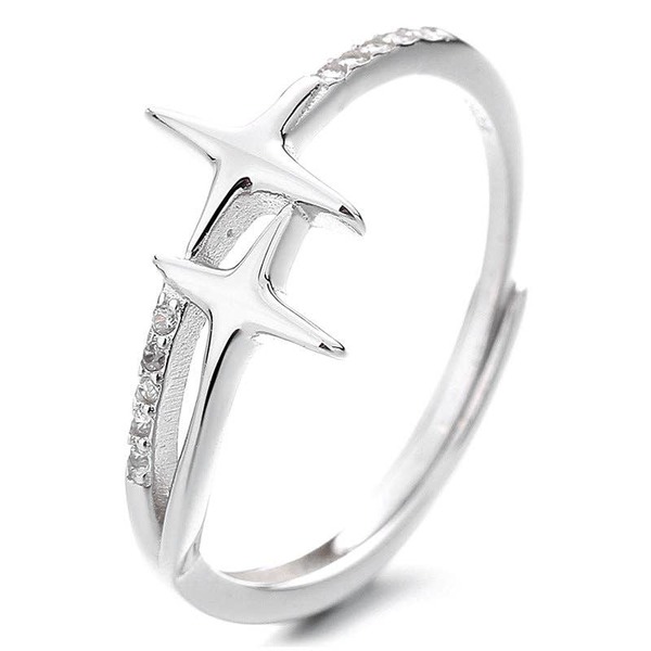 Perimade & Co. LLC Dainty Star Stacking Band Ring - Silver