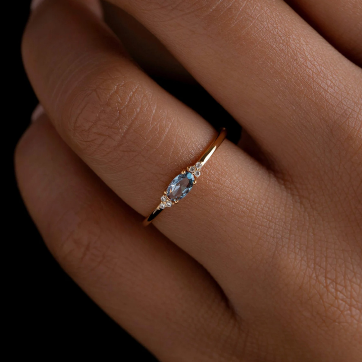 Perimade & Co. LLC Oval Cut Crystal Thin Band Ring - Blue - Image 2 of 4