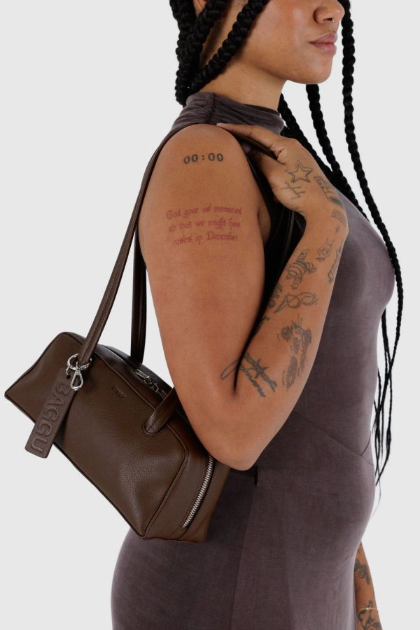 BAGGU Small Recycled Leather Bowler Bag