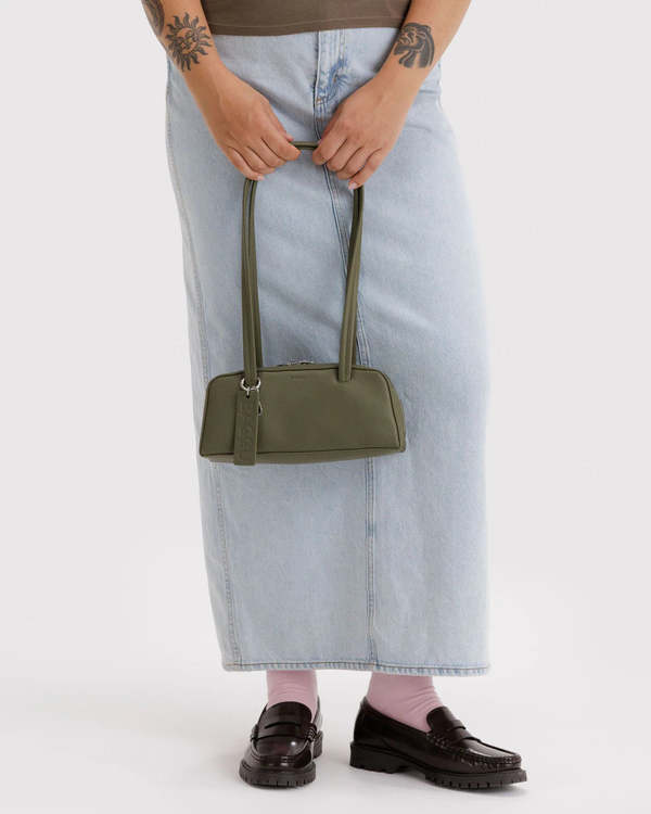 BAGGU Small Recycled Leather Bowler Handbag