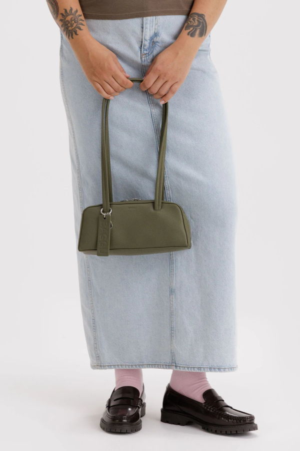 BAGGU Small Recycled Leather Bowler Handbag