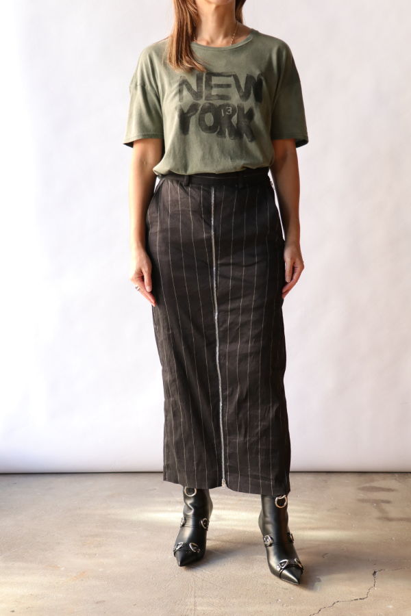 R13 Front Zip Trouser - Black/Silver Pinstripe