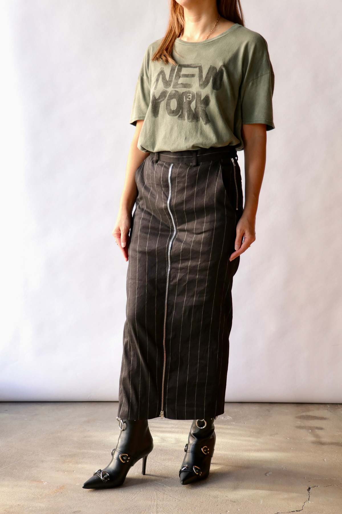 R13 Front Zip Trouser - Black/Silver Pinstripe - Image 6 of 7