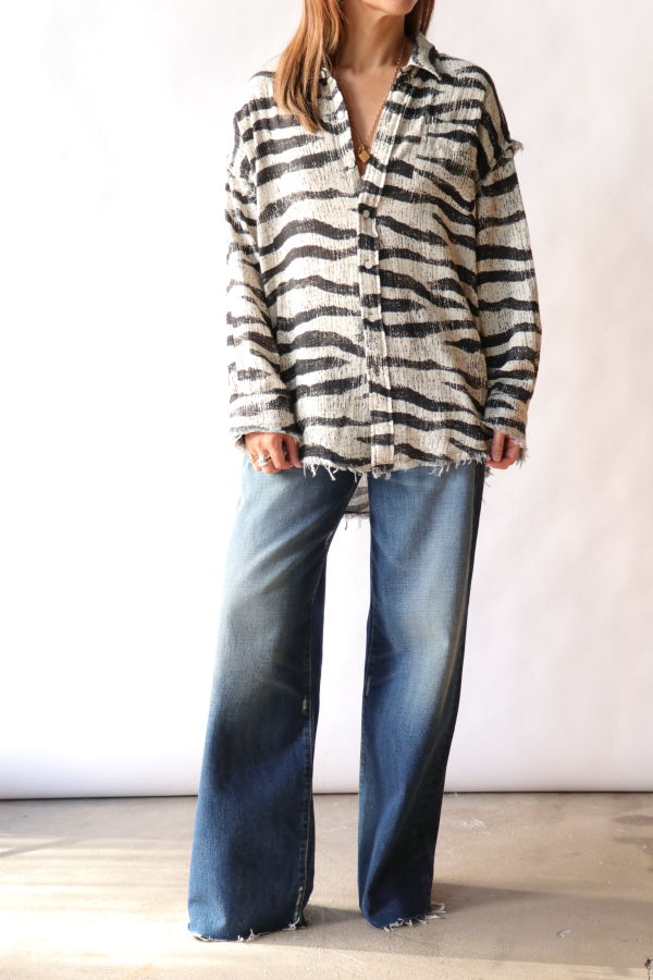 R13 Shredded Seam Drop Neck Shirt