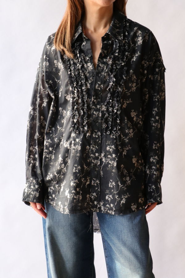 R13 Shredded Seam Ruffle Shirt