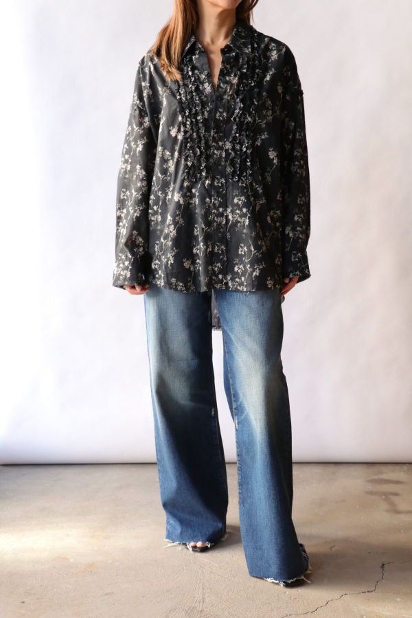 R13 Shredded Seam Ruffle Shirt