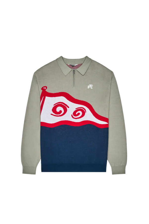 MALBON GOLF Burgee Sweater - Seagrass/Navy