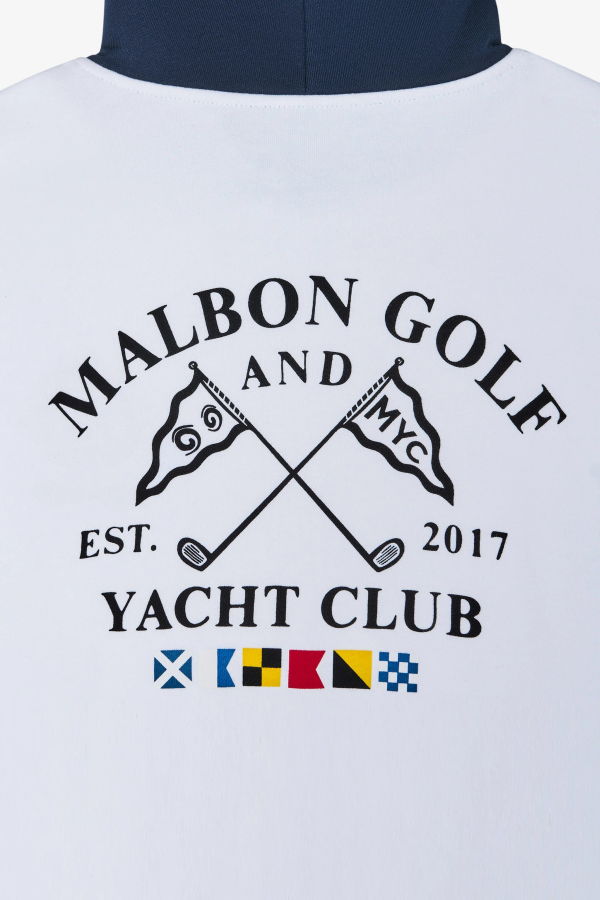 MALBON GOLF Fesque Deck Hand Hoodie - White/Navy