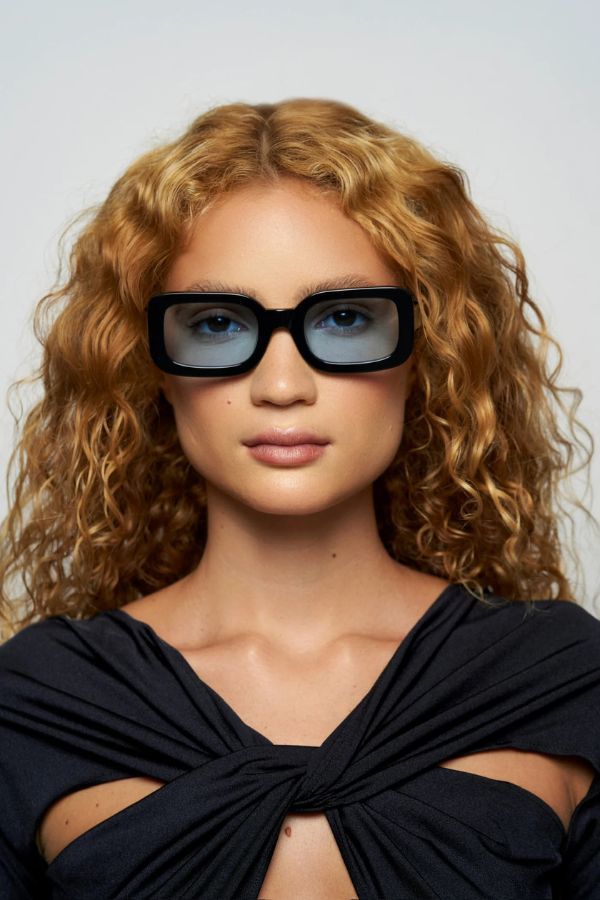 Elisa Johnson Lexi Sunglasses - Gloss Black/Blue Lens Elisa Johnson Lexi Sunglasses - Gloss Black/Blue Lens