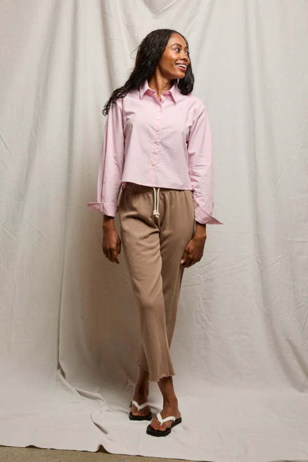 Perfect White Tee Naomi Button Up Top - Sugar Pink