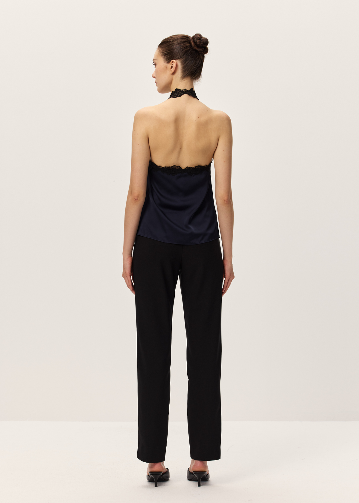 elodie Elowen Satin & Lace Top - Navy - Image 2 of 3