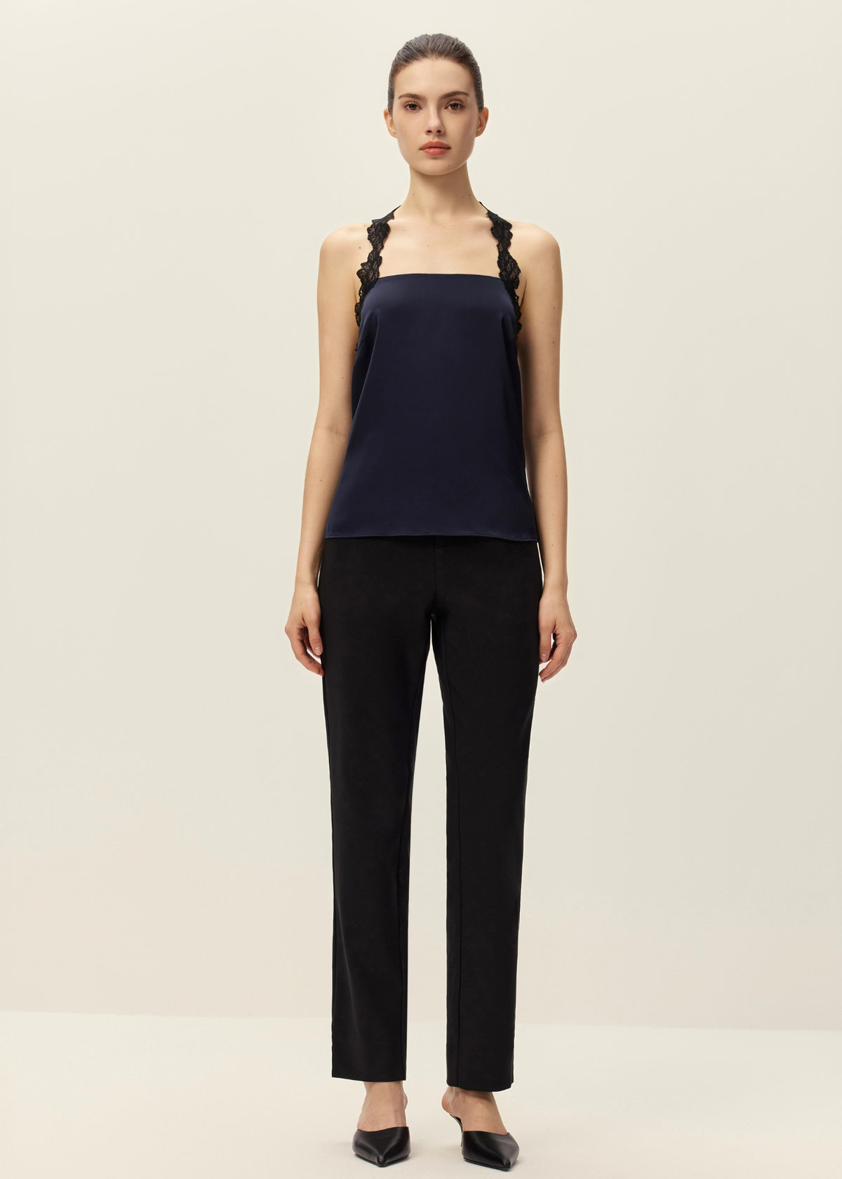 elodie Elowen Satin & Lace Top - Navy - Image 3 of 3