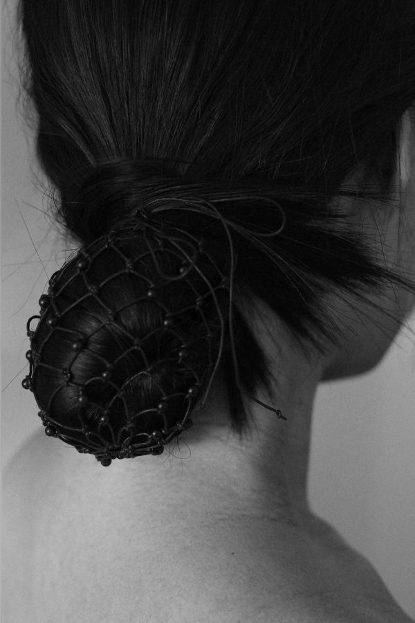 Marcela Beaded Chignon Net - Black Onyx