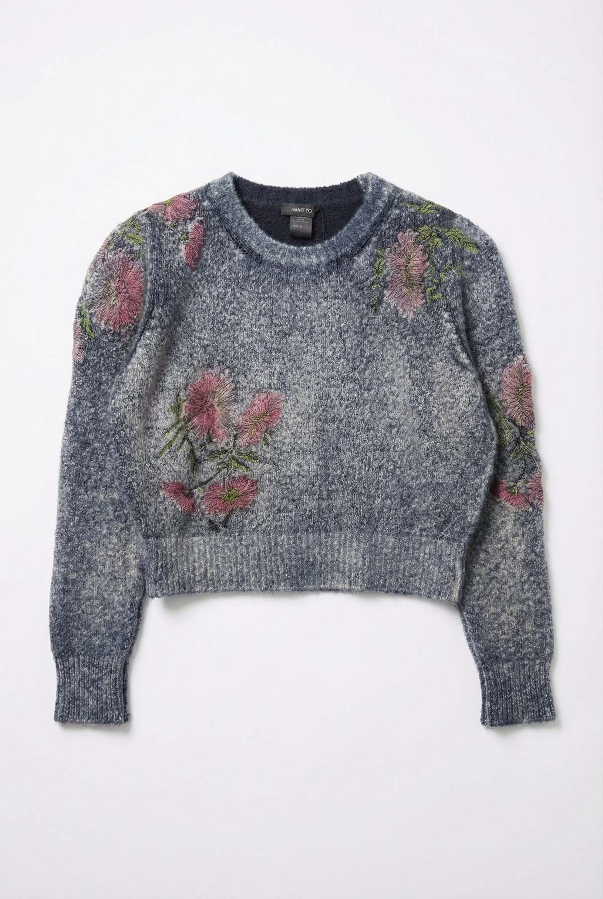 Avant Toi Navy Flower Crew Knit Sweater - Blue Navy - Image 1 of 1