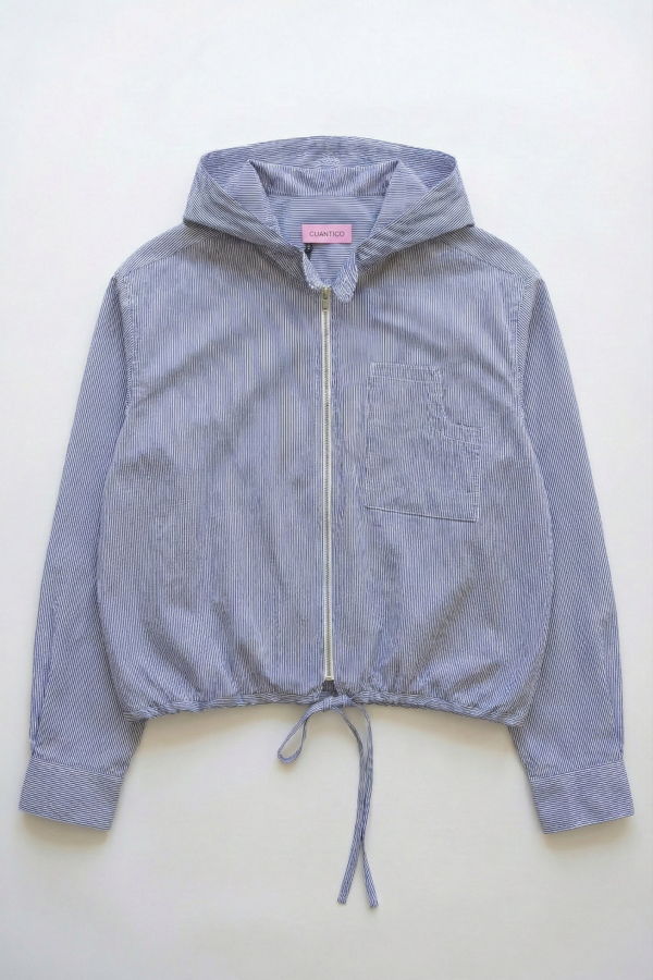 CUANTICO Stripe Hoodie - Navy/White