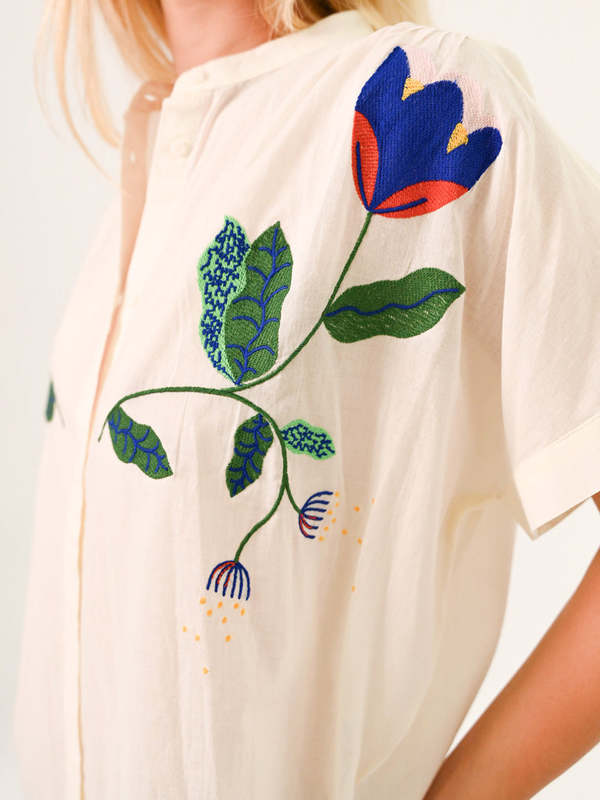 SACRECOEUR Maya Embroidered Shirt - Ecru