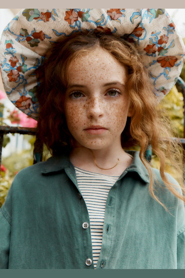 KIDS Caramel Kishon Children's Cotton T-Shirt - Navy / Cream