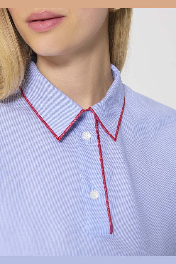 Tara Jarmon Tennis Top Sky Blue with Thin Stripes Top