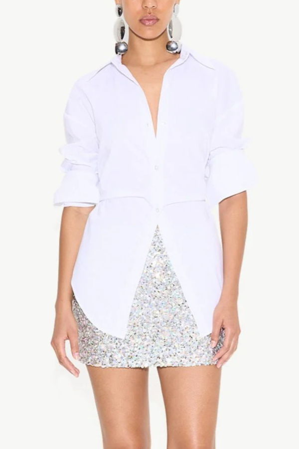 Simon Miller Loch Poplin Button Up Top - Macadamia