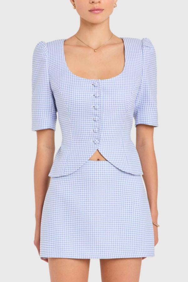 Amanda Uprichard Phoebe Top - Atlantic/Ivory