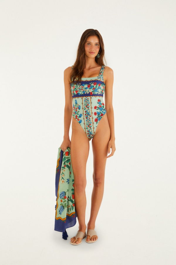 Farm Rio Fruit Beauty Faded Green Sarong - Fruit Beauty Faded Green